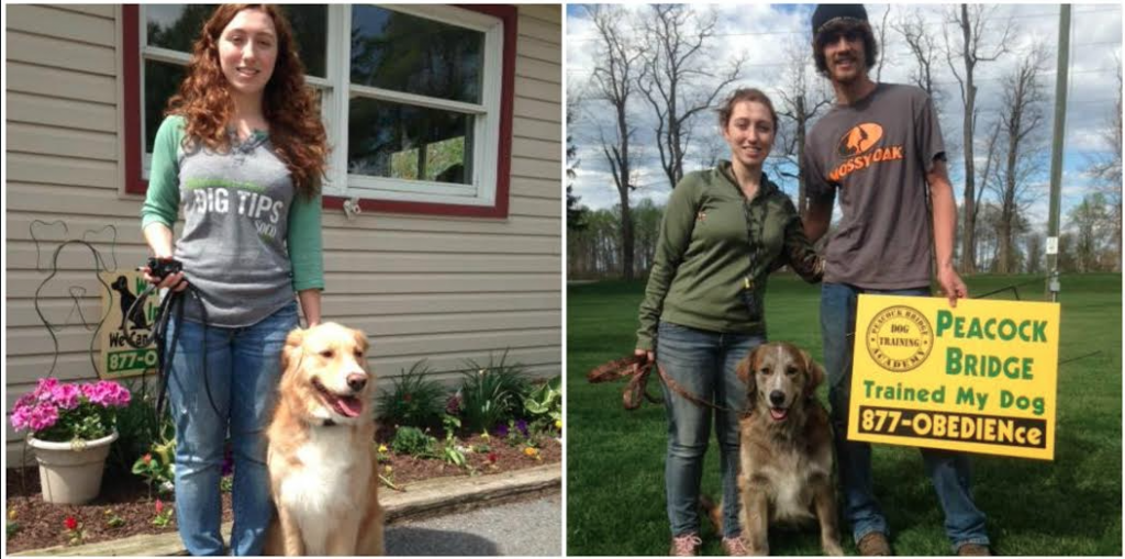 Rachel and Jared B. from Phoenixville PA with Rosco and Muzzy Peacock